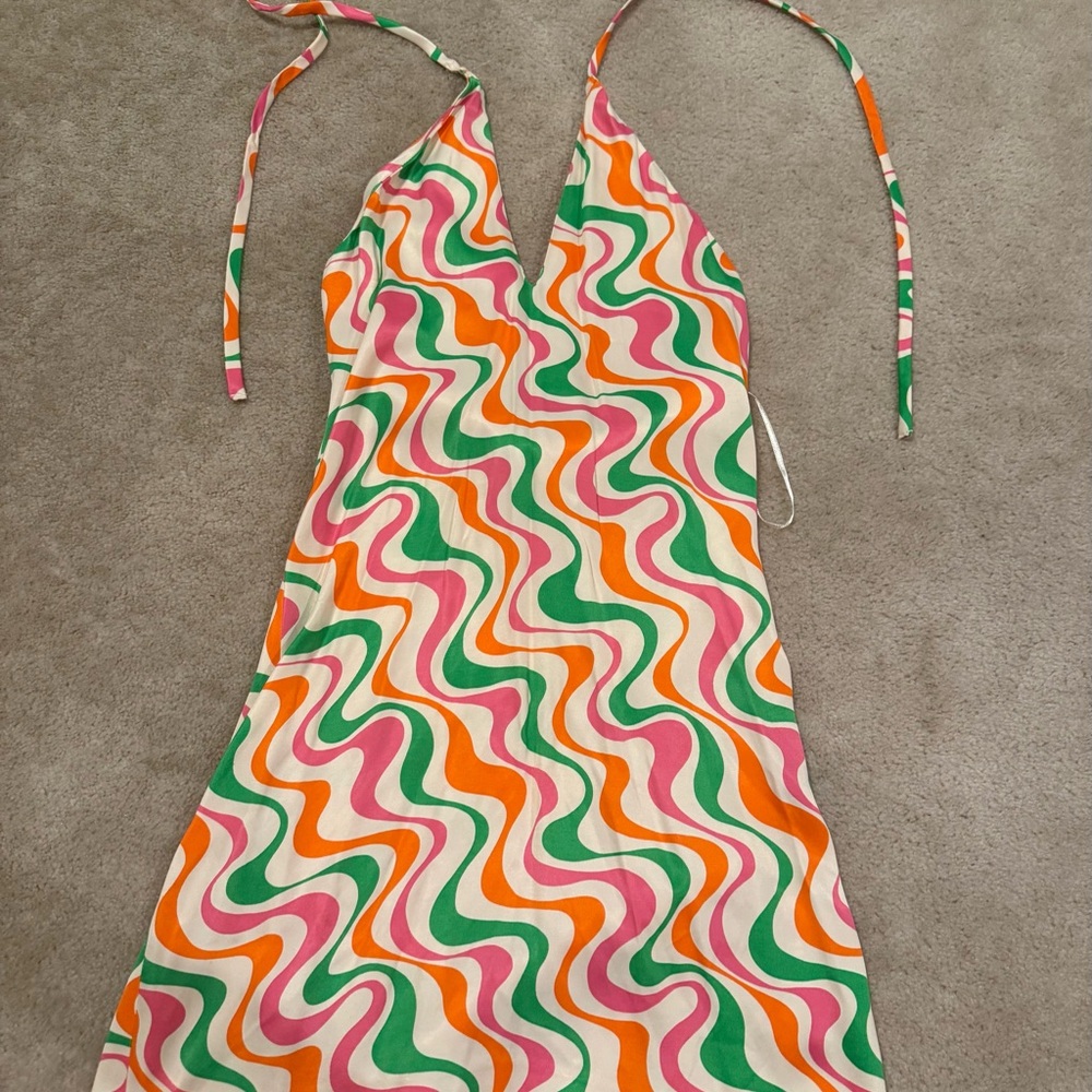Zara Multicolor Halter Mini Dress